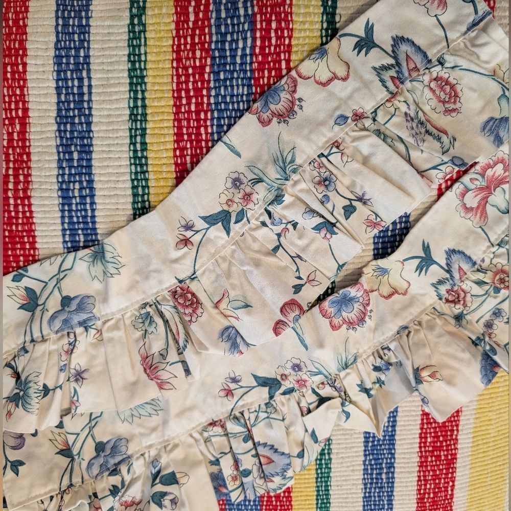 Vintage floral print pleated valance‎ curtains set - Picture 2 of 5